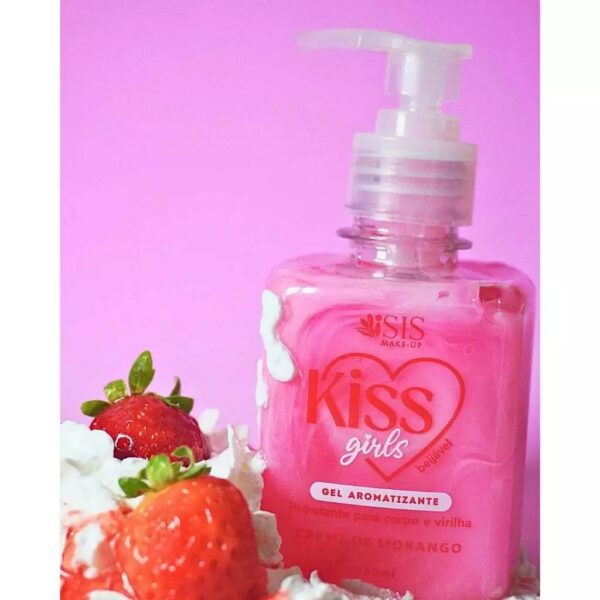 Kiss Girl Gel Hidratante Corpo e Virilha Creme de Morango 250ml - Imagem 2
