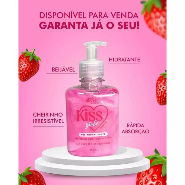 Kiss Girl Gel Hidratante Corpo e Virilha Creme de Morango 250ml - Imagem 3