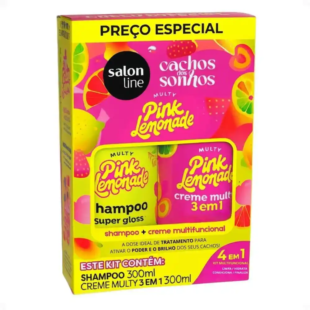 Kit Sham 300ml + Cond 300ml Salon Line Cachos dos Sonhos Pink Lenonade